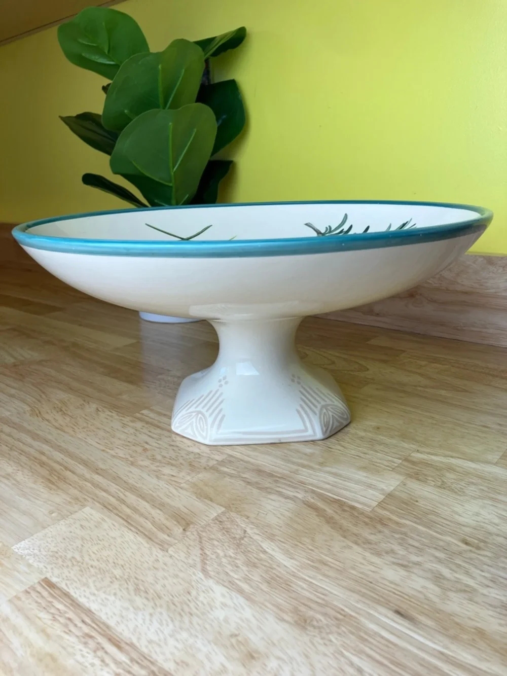 Villeroy & Boch Pedestal Bowl Fresh Herbs Ceramic Footed Platter